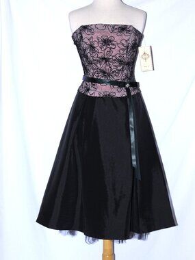 Dollar Fashion #3705 Short Taffeta & Lace Formal Dress-Size M-DUSTY ROSE-NWTags